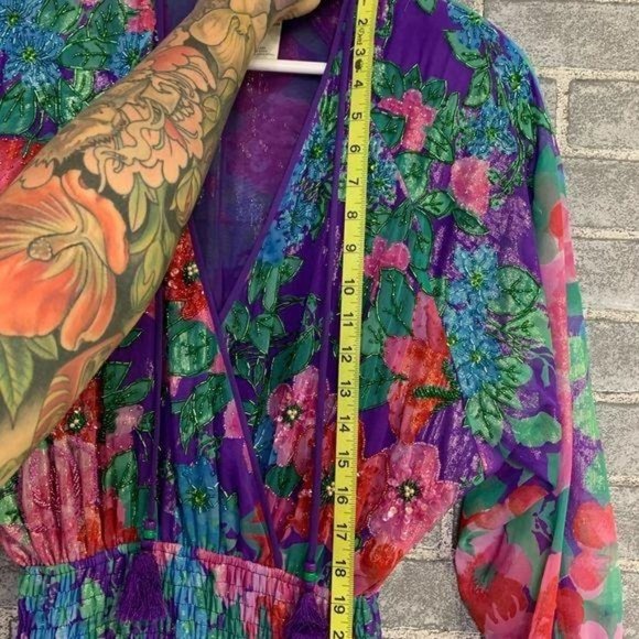 Vintage 90s Diane Freis Original Georgette Floral Maxi Dress Large - Picture 15 of 16